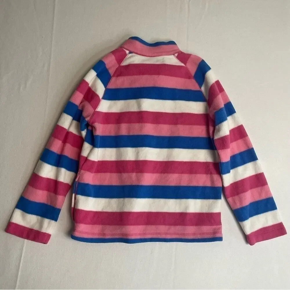 Fleece Striped Pullover Girls Size 14 pink blue white stripes